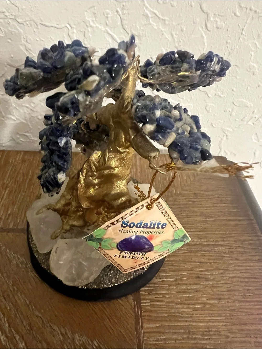 Sodalite Gemstone Tree Home Accent - Blue and Gold